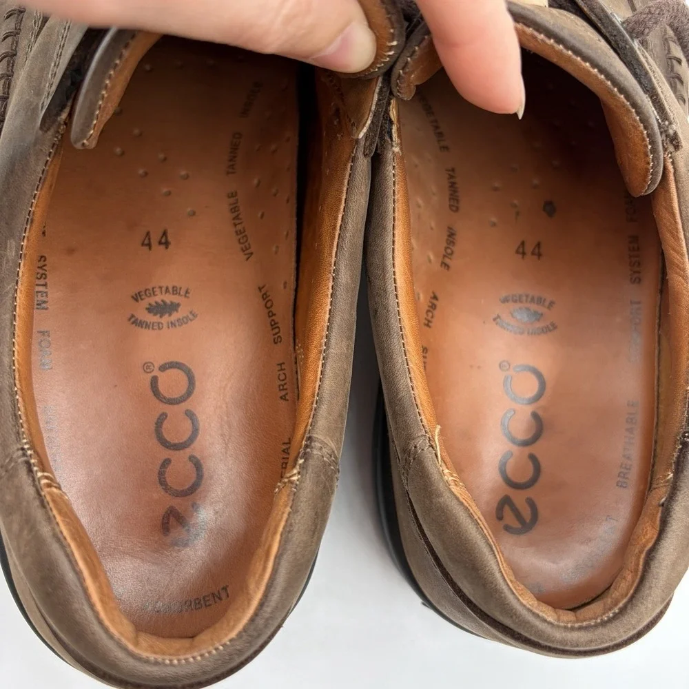 Ecco Seawalker Leather Shoes Mens 44 Brown 10 - 10.5 Comfort Oxfords Lace Up EUC